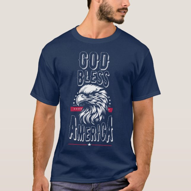 Camiseta América deus abençoe, águia dos EUA (Frente)