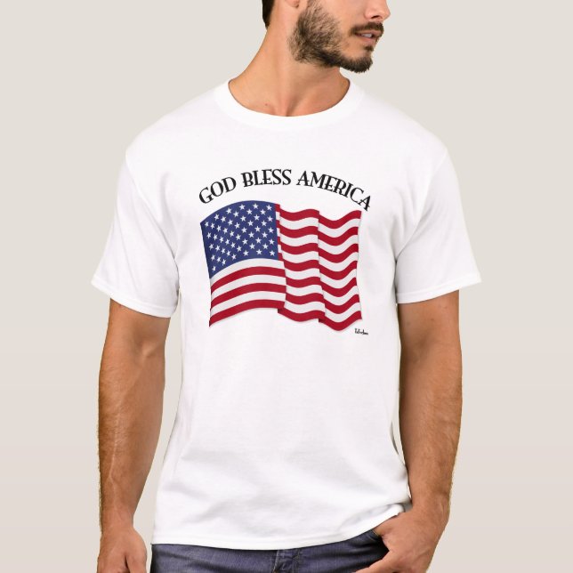 Camiseta AMÉRICA deus abençoe com bandeira dos EUA (Frente)