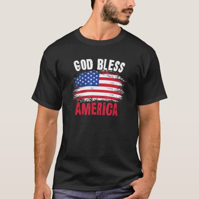 Camiseta América deus abençoe com sinalizadores americanos  (Frente)