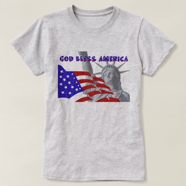 Camiseta América Deus abençoe de Liberdade Patriótica (Frente do Design)
