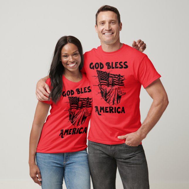 Camiseta América deus abençoe, Jesus e bandeira americana (Unissex)