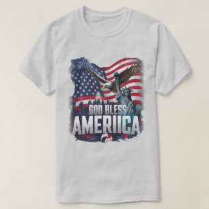 Camiseta América Deus abençoe Patriótica