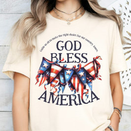 Camiseta América Deus abençoe patriótica. Eleitores Rezando