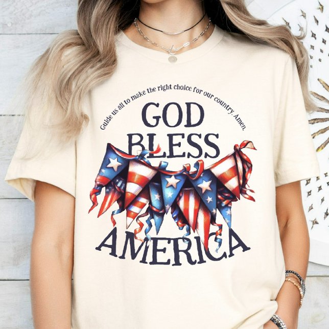 Camiseta América Deus abençoe patriótica. Eleitores Rezando (Criador carregado)