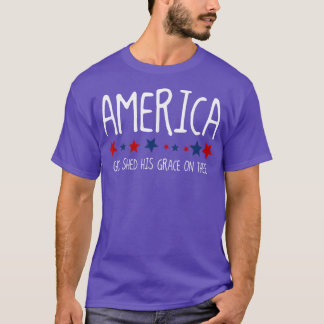 Camiseta América Deus Deu Sua Graça no Tee 4 de julho