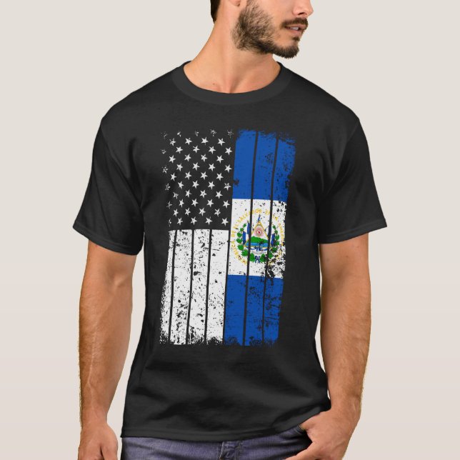 Camiseta América do Salvador Flag T-Shirt - El Salvador EUA (Frente)