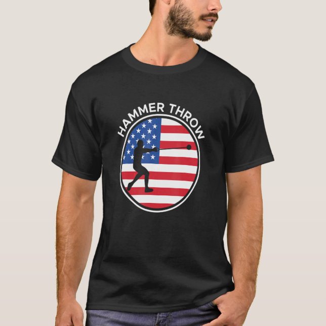 Camiseta América dos Estados Unidos Bandeira Hammer Jogando (Frente)