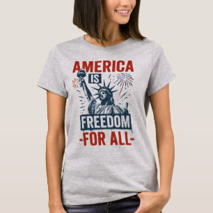 Camiseta América é liberdade para todos - igualdade patriót