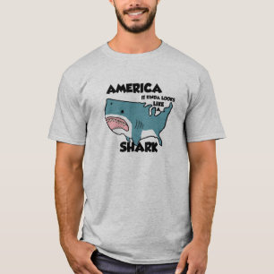 Camiseta América é um t-shirt do tubarão, cinzento