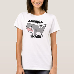 Camiseta América é um tubarão (outros estilos agora