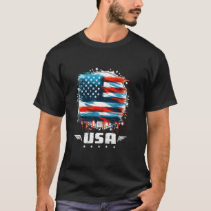 Camiseta América EUA 4 de julho Vintage American Flag Retr