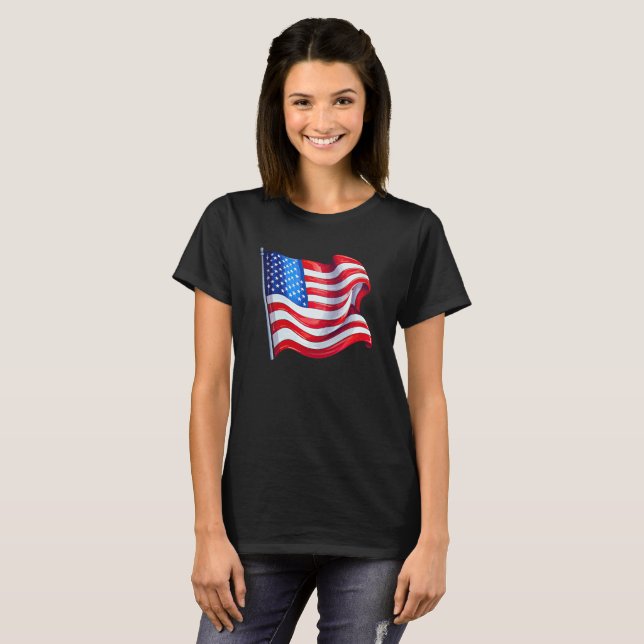 Camiseta América EUA Bandeira Camisa-T de Mulheres (Frente Completa)