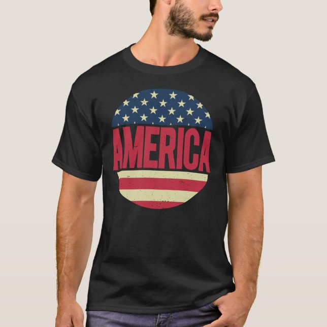 Camiseta América, EUA, Bandeira Independência Dia 4 de julh (Frente)