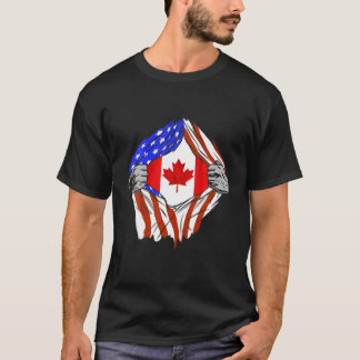 Camiseta América EUA Flag Chest Canadian Roots Can