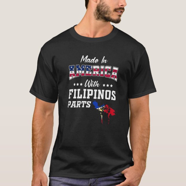 Camiseta América Filipino Partes Filipinas Mapa EUA Flag Ro (Frente)