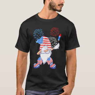 Camiseta America Fire Works Dancing Rocket Gnomo Usa 4th Of