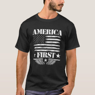 Camiseta America First Funny American Flag Patrioti
