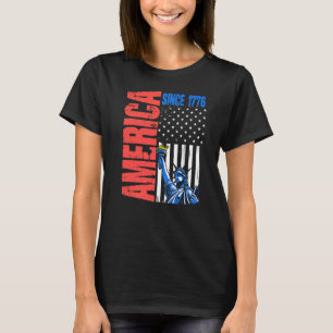 Camiseta América Flag 1776 Statue Liberty 4 de julho Indepe