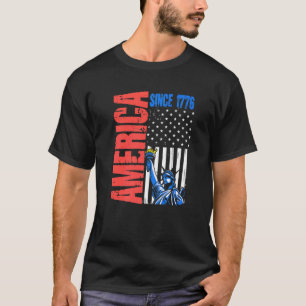 Camiseta América Flag 1776 Statue Liberty 4 de julho Indepe