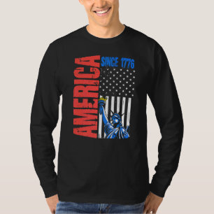 Camiseta América Flag 1776 Statue Liberty 4 de julho Indepe