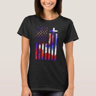 Camiseta America Flag Christian 4th Of July Tie Dye Women P