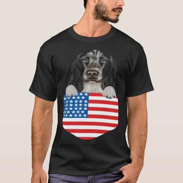 Camiseta America Flag English Cocker Spaniel Dog In Pocket (Frente)
