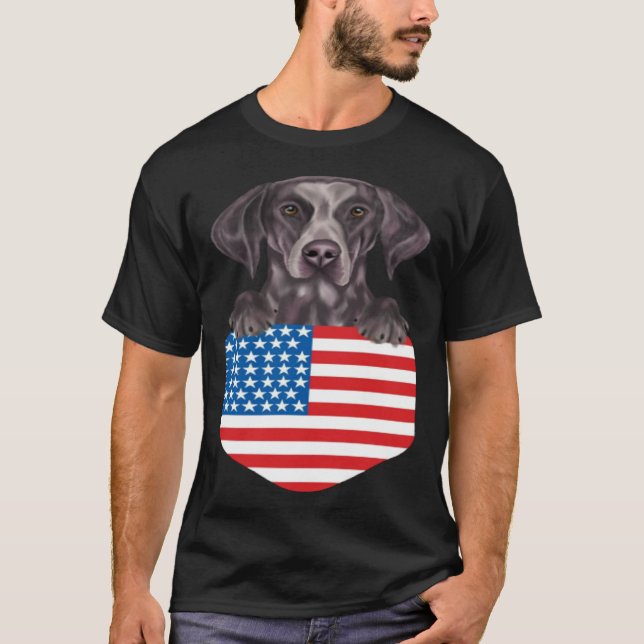 Camiseta America Flag German Shorthaired Pointer Dog In Poc (Frente)
