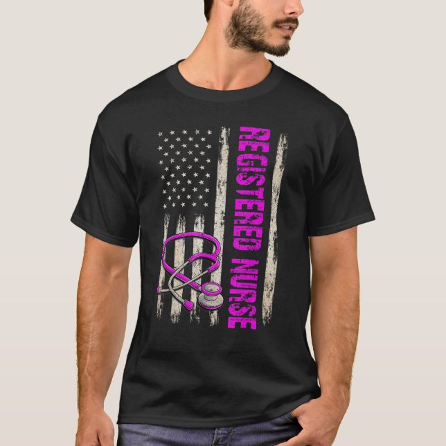 Camiseta America Flag Nursing Nu, Enfermeira Patriótica Reg (Frente)