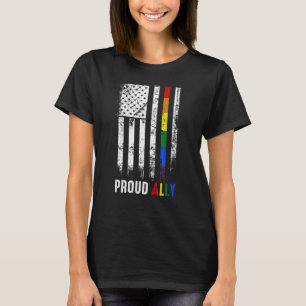 Camiseta América Flag Rainbow Proud Ally Lgbtq Lgbt Pride M