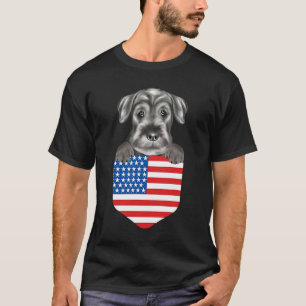 Camiseta América Flag Schnauzer Dog Dog In Pocket
