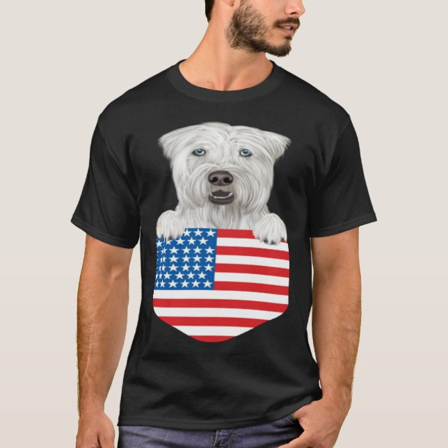 Camiseta America Flag Soft Coated Wheaten Terrier Dog In Po (Frente)