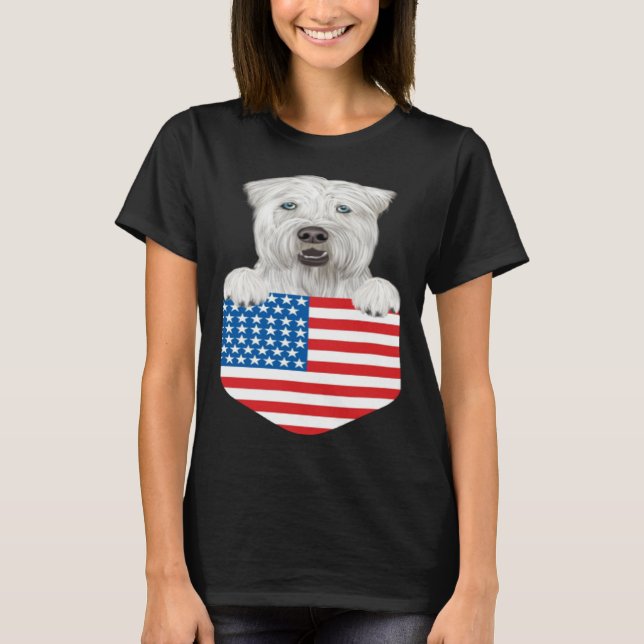 Camiseta America Flag Soft Coated Wheaten Terrier Dog In Po (Frente)