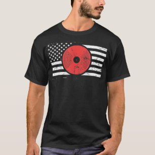 Camiseta América Flag Vinyl Record DJ Turntable