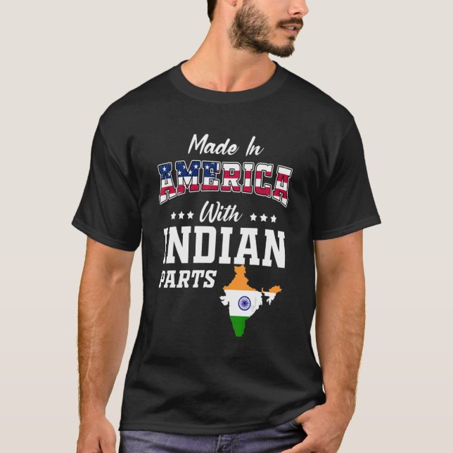 Camiseta América, Índia, Índia, mapa dos EUA, bandeira naci (Frente)