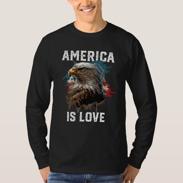 Camiseta America Is Love American Bald Eagle 4th Of July Pa (Frente)