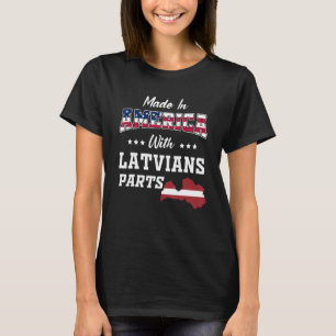 Camiseta América Letã Partes Letã Mapa Dos Eua Bandeira Anc