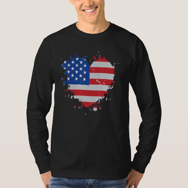 Camiseta America Love Flag USA Heart 4th Of July American P (Frente)