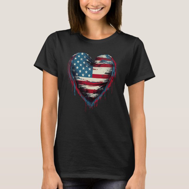 Camiseta America Love Flag USA Heart 4th Of July American P (Frente)