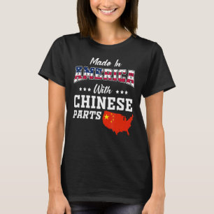 Camiseta América Partes Chinesas China Mapa EUA Bandeira An