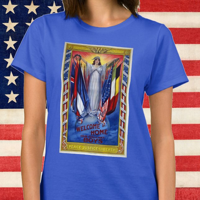 Camiseta América Patriótica Vintage, Paz Justiça Liberdade (Criador carregado)