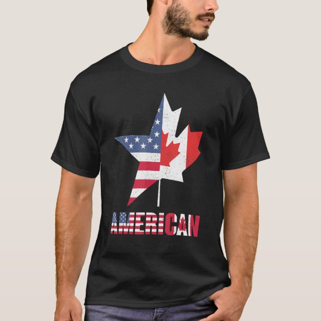 Camiseta América pode nos EUA Bandeira do Canadá Viagem de  (Frente)