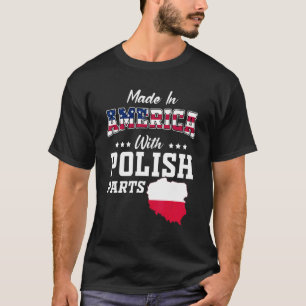 Camiseta América Polonês Polônia Mapa de Partes EUA Sinaliz