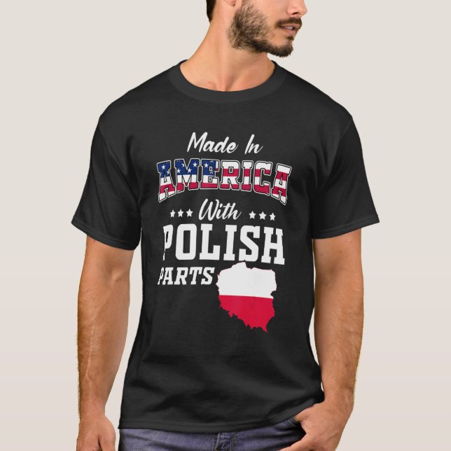Camiseta América Polonês Polônia Mapa de Partes EUA Sinaliz (Frente)