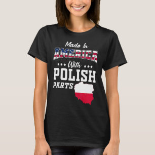 Camiseta América Polonês Polônia Mapa de Partes EUA Sinaliz