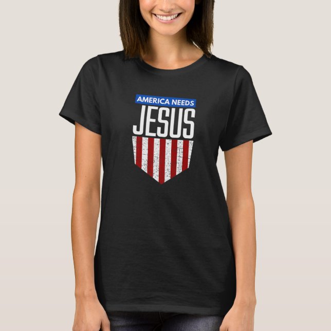 Camiseta América precisa de Jesus cristão americano (Frente)