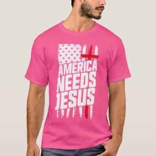 Camiseta América Precisa de Jesus Fé Cristã Presente Patrió