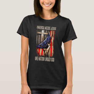 Camiseta América precisa de Jesus uma nação sob Deus americ