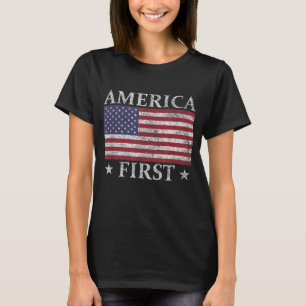 CAMISETA AMÉRICA PRIMEIRA ESTRELAS DE PATRIOT DE PAVILHÃO A