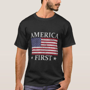 Camiseta América Primeiro Bandeiras Americanas Estrelas E