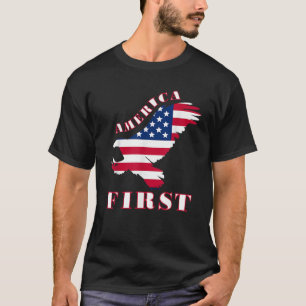 Camiseta América Primeiro Patriótico EUA Águia Americana Ba